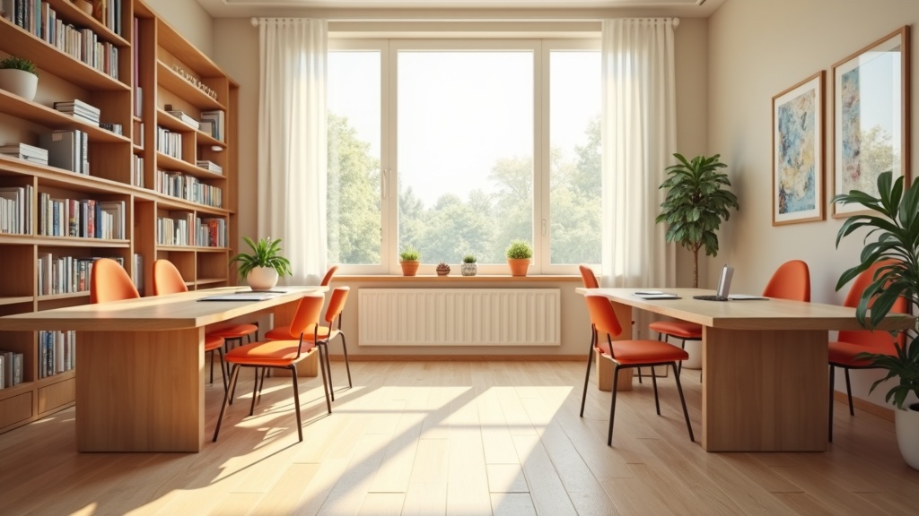 Helles Büro mit ruhiger, konzentrierter Arbeitsatmosphäre